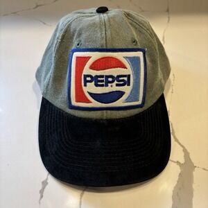 Vintage Toppers Pepsi Cola Hat Strapback Trucker Cap Embroidered Suede Brim